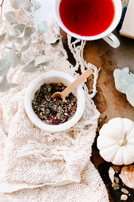 dried herbs and hibiscus tea stock photo by wellnessstockshop.com