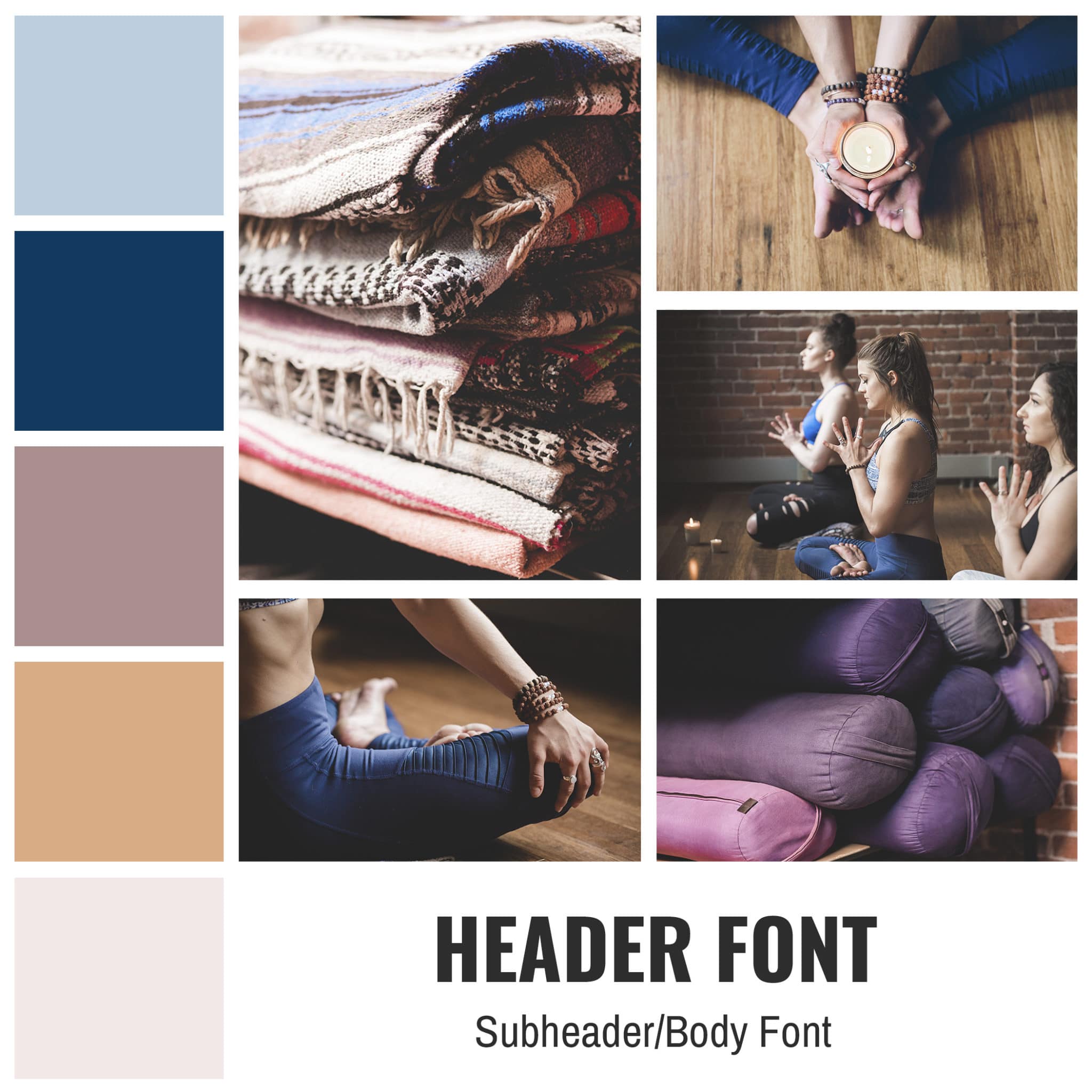 moody blue yoga studio brand board kit by Wellness Stock Shop